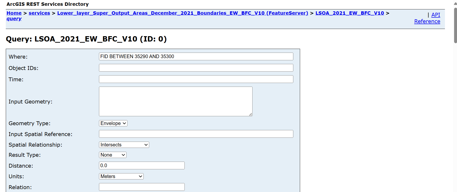 LSOA 2021 Endpoint Interface. Click to expand.