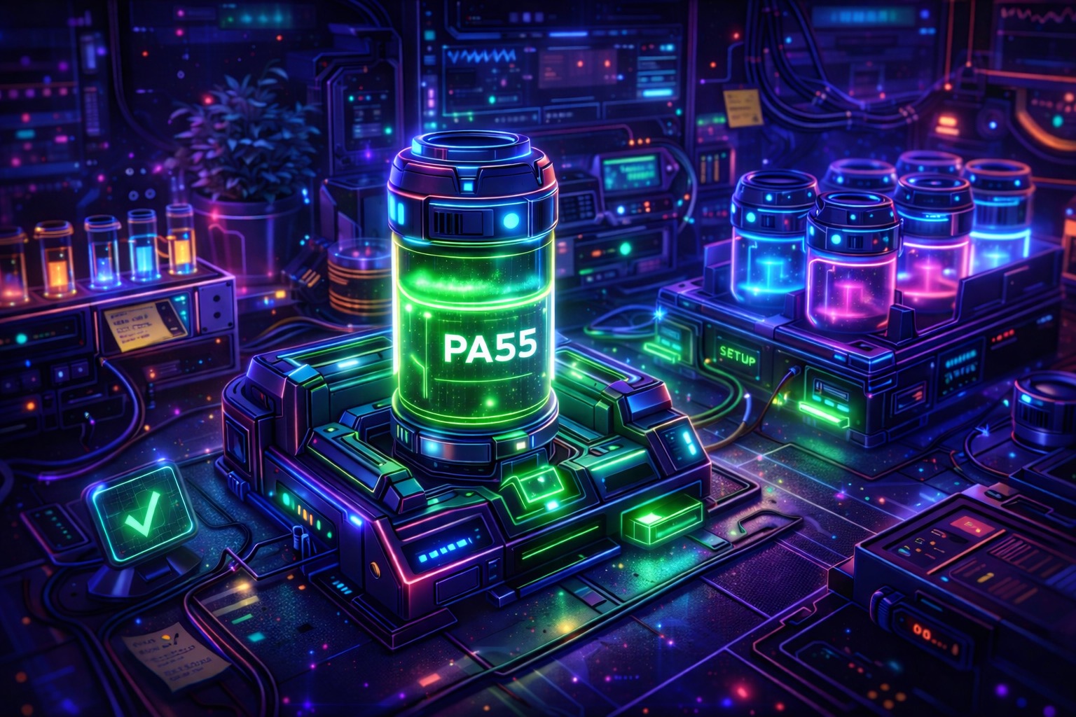 A futuristic lab test bench.