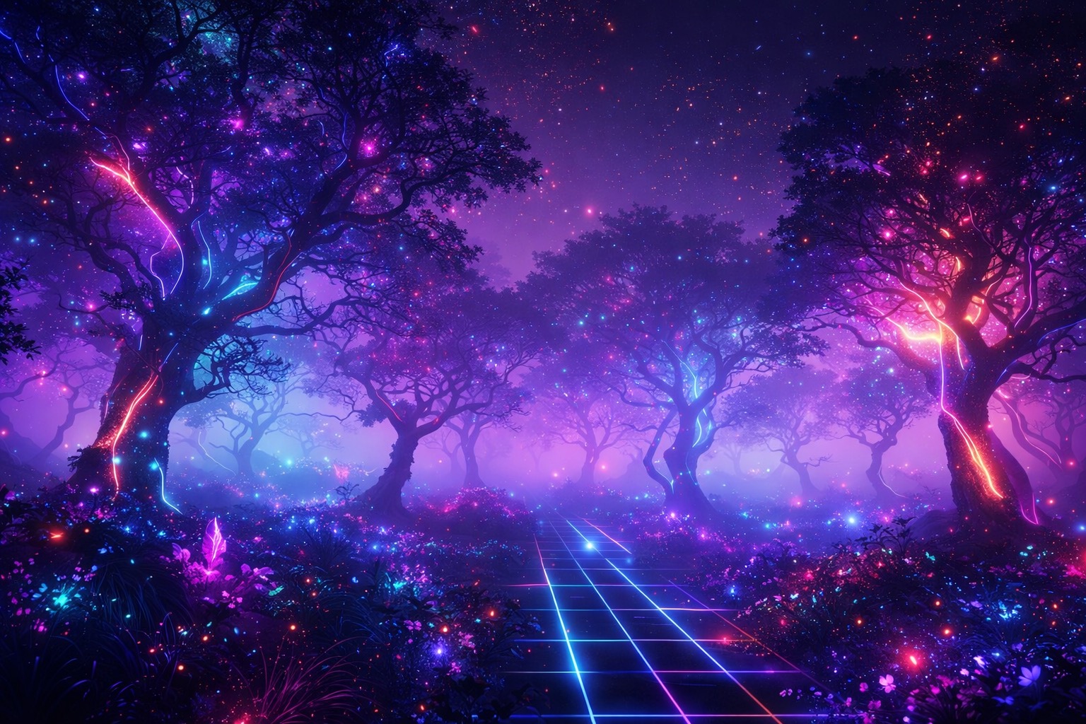 Futuristic, cyberpunk forestry.