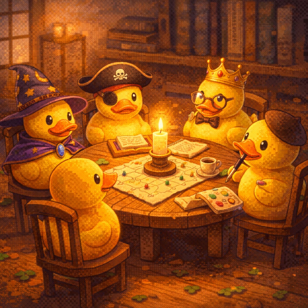 A committee of rubber ducks in discussion